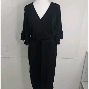 Lost Ink‎ Women's Black V-neck Long Ruffle Sleeves Size XL NWT'S